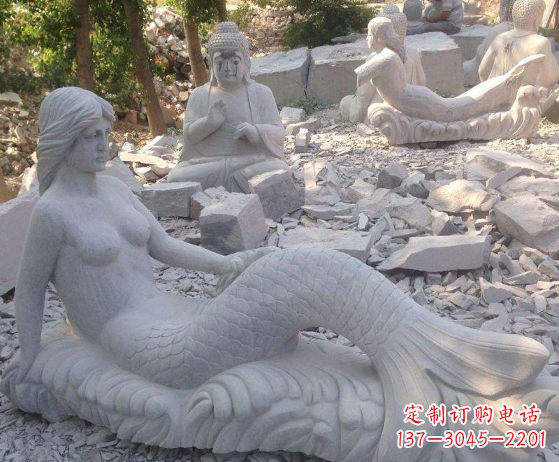 泉州公园景区美人鱼石雕