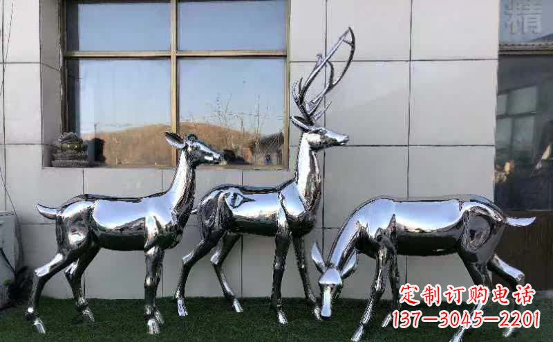 泉州华丽风格镜面不锈钢动物鹿雕塑