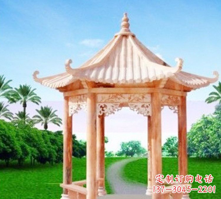 泉州艺术精美的六角凉亭石雕