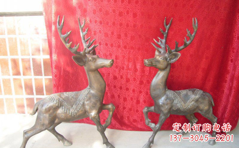 泉州公园梅花鹿动物铜雕 (6)