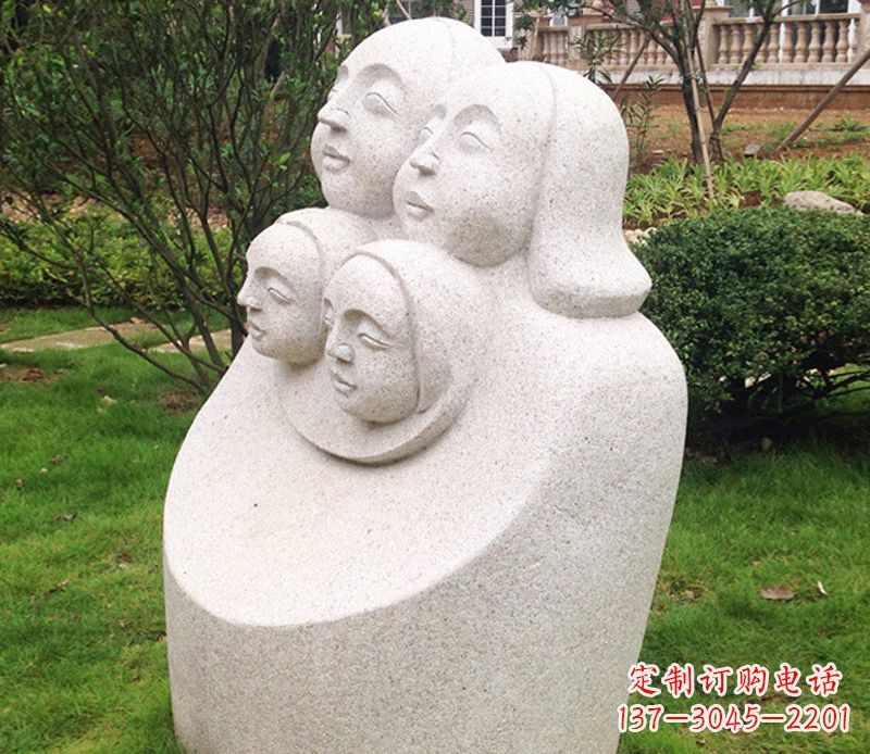 泉州公园母子人头像石雕