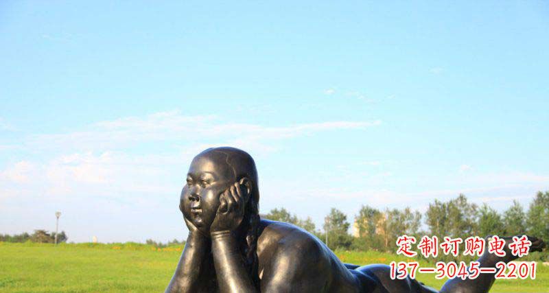 泉州美好时光,萌萌哒胖女孩青铜雕塑