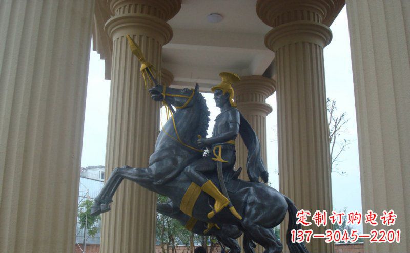 泉州公园骑马的罗马士兵人物铜雕