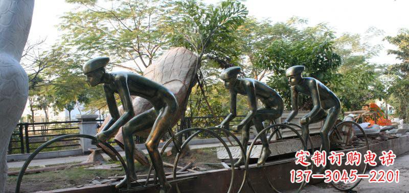 泉州精致铜雕自行车景观雕塑