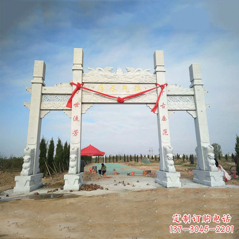 泉州中领雕塑专业定制公园三间四柱牌坊雕塑