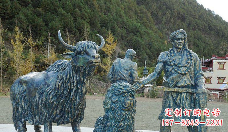 泉州中领雕塑定制牦牛景观铜雕