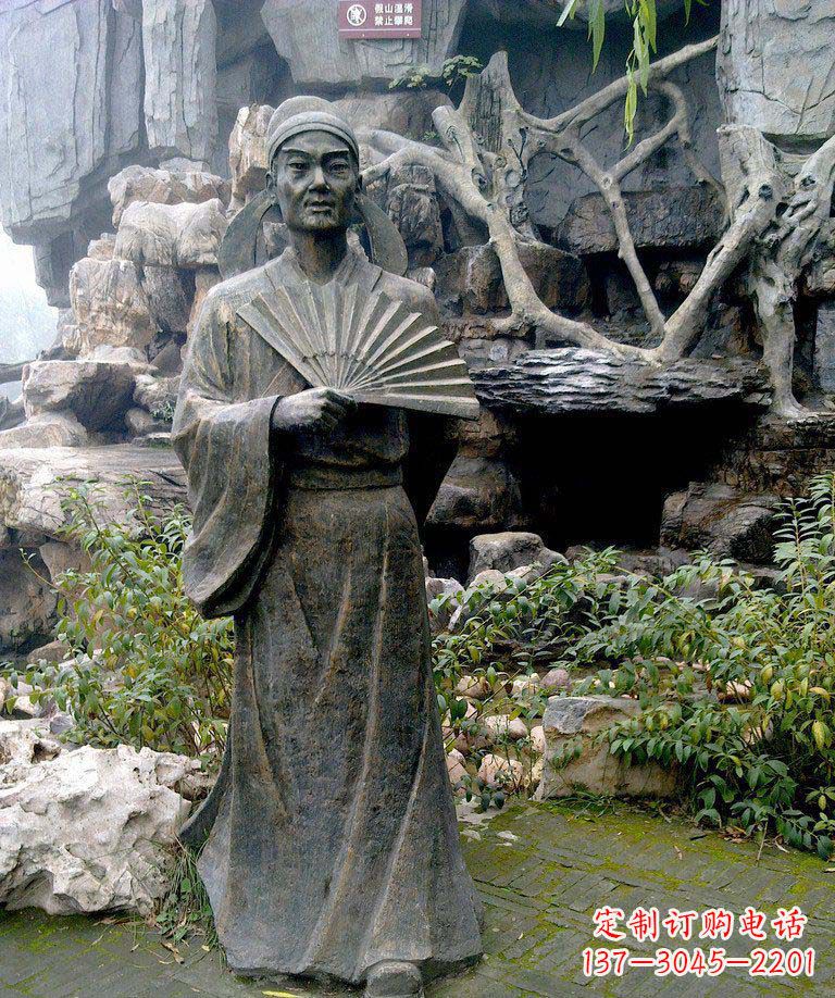 泉州公园诗人杜甫古代人物铜雕