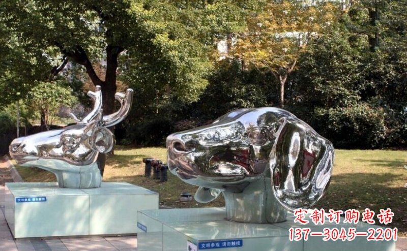 泉州不锈钢十二生肖头像雕塑