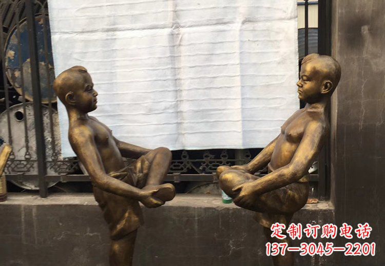 泉州公园铜雕儿童玩游戏人物雕塑