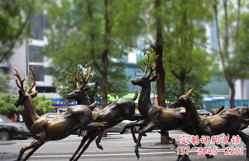 泉州艺术精美的铜雕群鹿动物雕塑