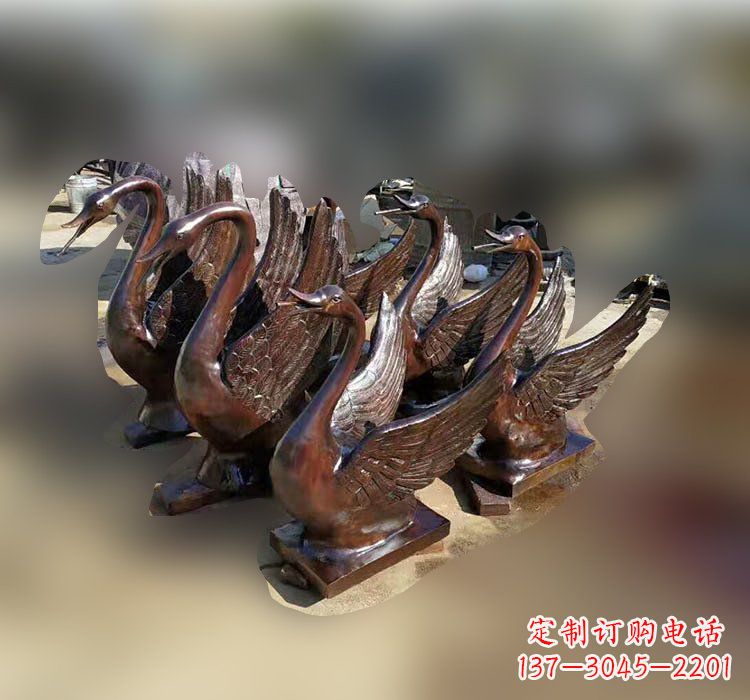 泉州优雅美丽的铜雕天鹅塑料