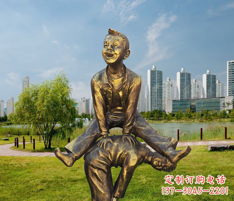 泉州中领雕塑铜质经典跳马蹲人雕塑