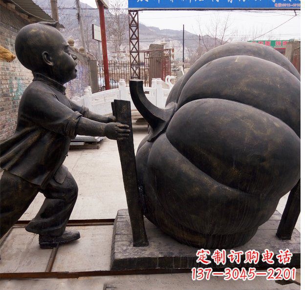 泉州精致男孩铜雕