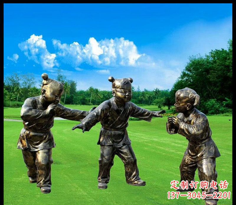 泉州精致的儿童铜雕造型,增添公园乐趣
