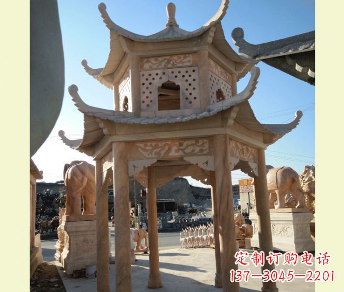 泉州中式双层石雕凉亭