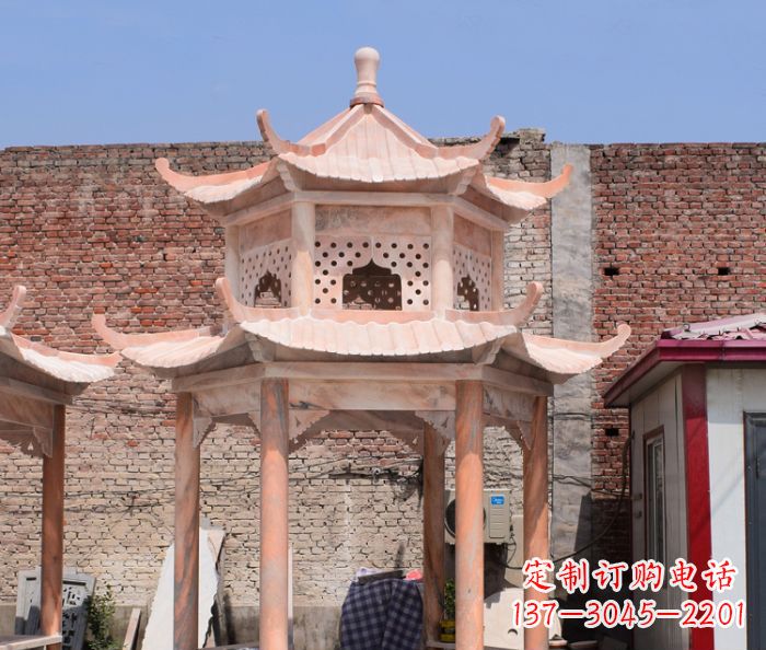 泉州中领雕塑精致双层石头凉亭雕塑