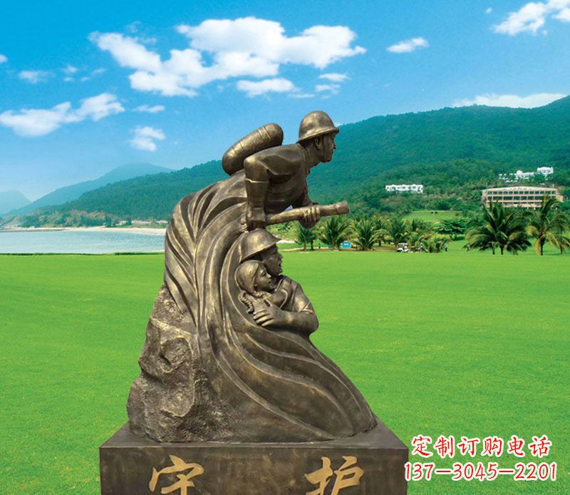 泉州弘扬消防文化的消防员雕塑