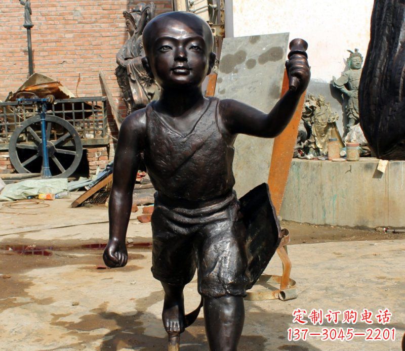 泉州打造完美的小孩铜雕,让童趣活跃