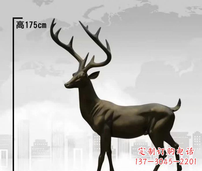 泉州精美的铜制公园小鹿雕塑