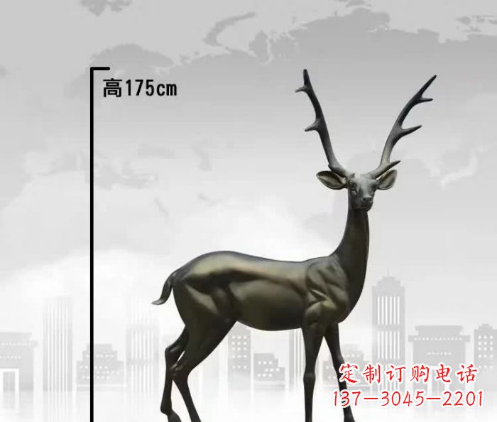 泉州精致优雅的铜制公园小鹿雕塑