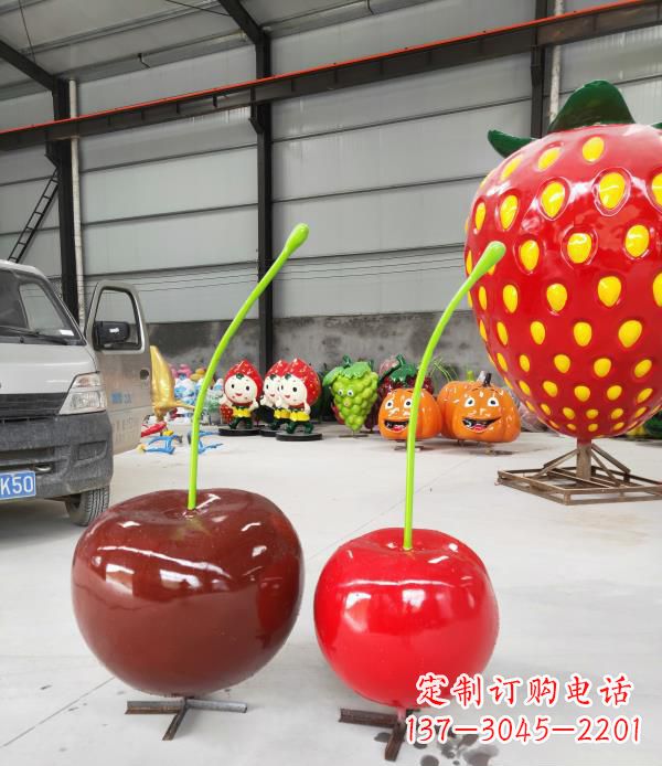 泉州领雕塑玻璃钢仿真樱桃水果雕塑