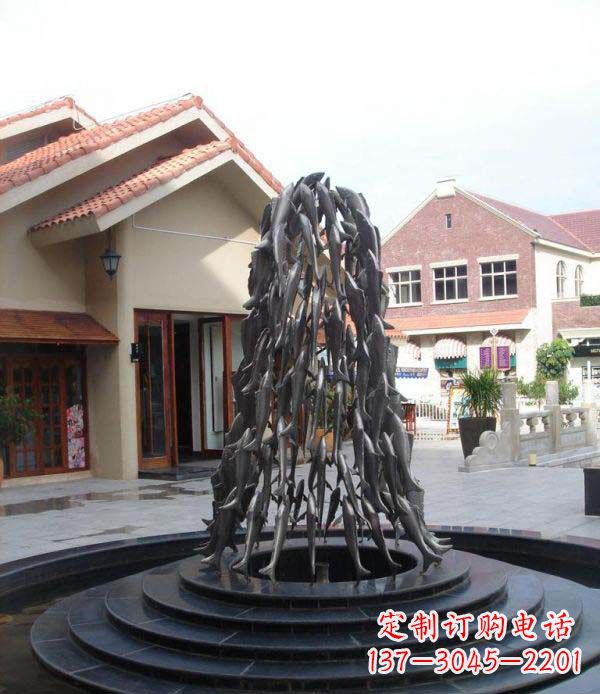 泉州欢乐鱼群,喷泉铜雕