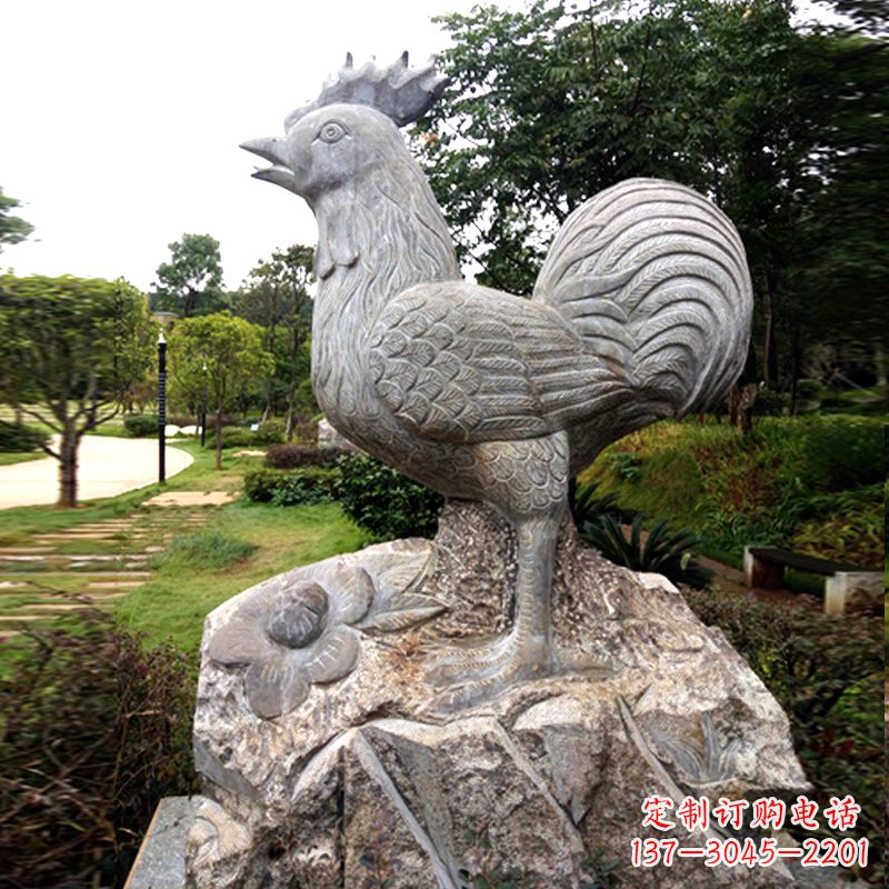 泉州公园园林石雕酉鸡生肖动物景观雕塑