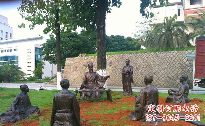 泉州公园朱熹讲学人物铜雕