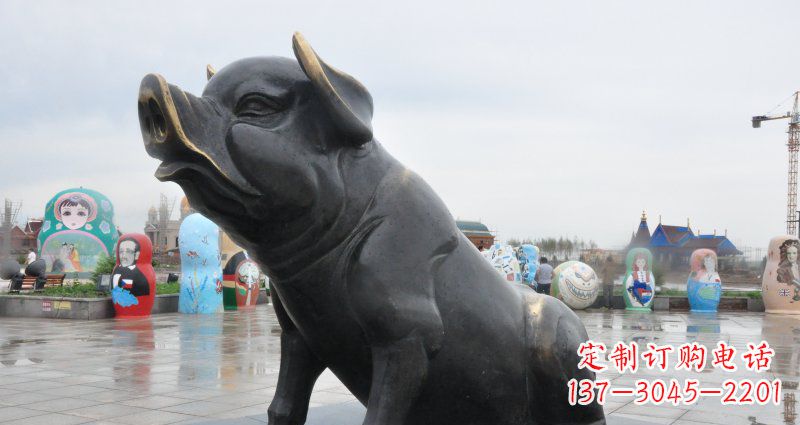 泉州公园猪动物铜雕 (3)