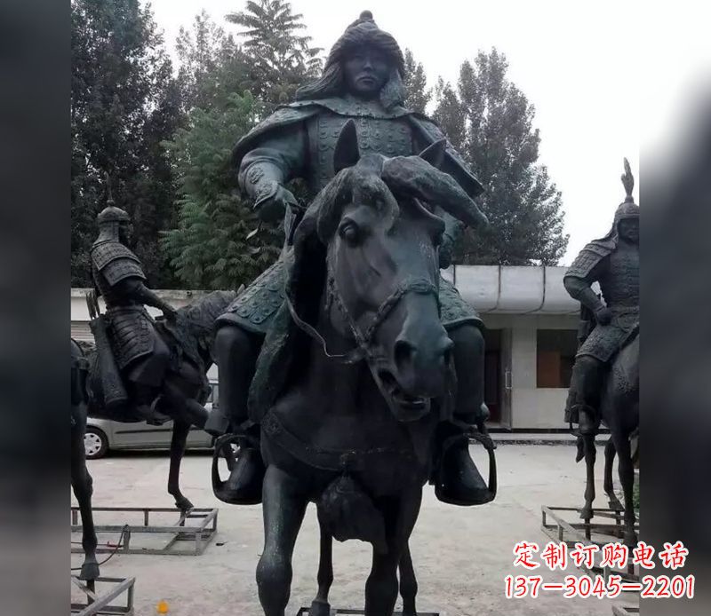 泉州英姿飒爽古代将军骑马铜雕