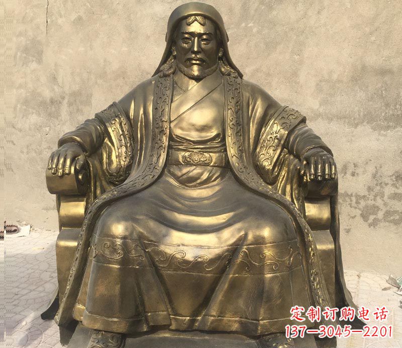 泉州古代名人成吉思汗铜雕