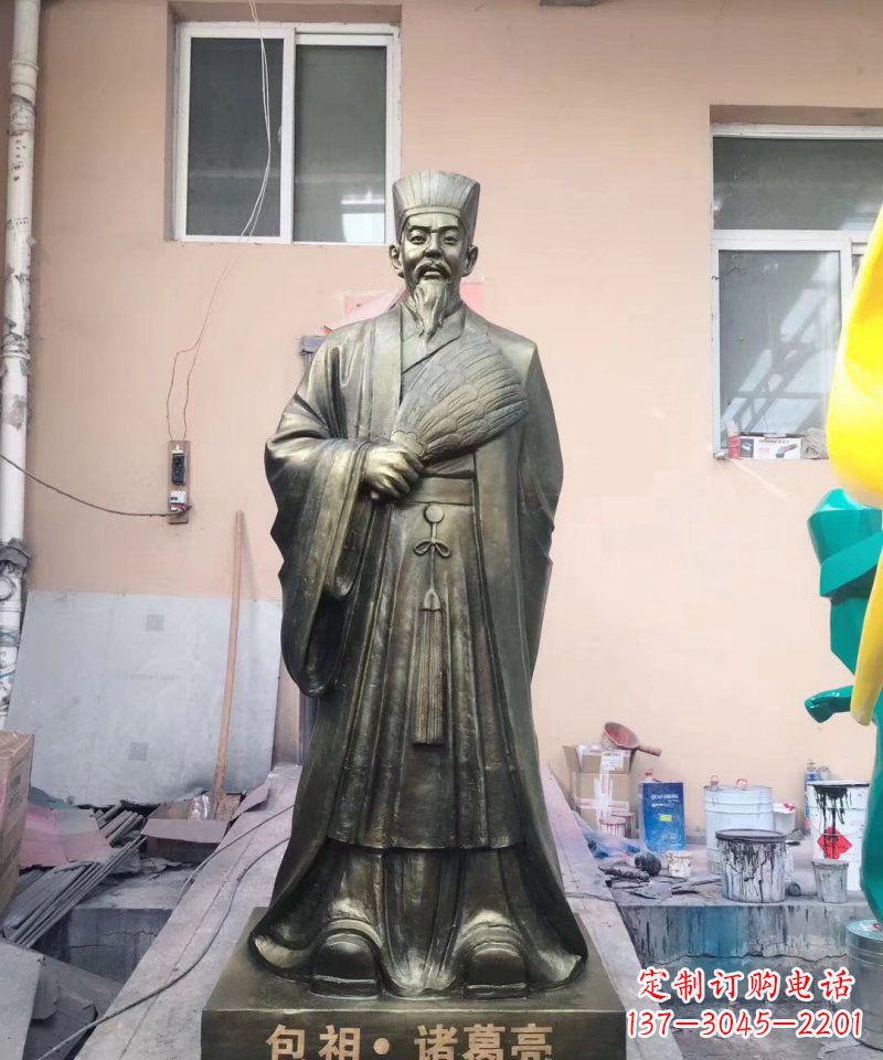 泉州古代名人诸葛亮铜雕 (2)