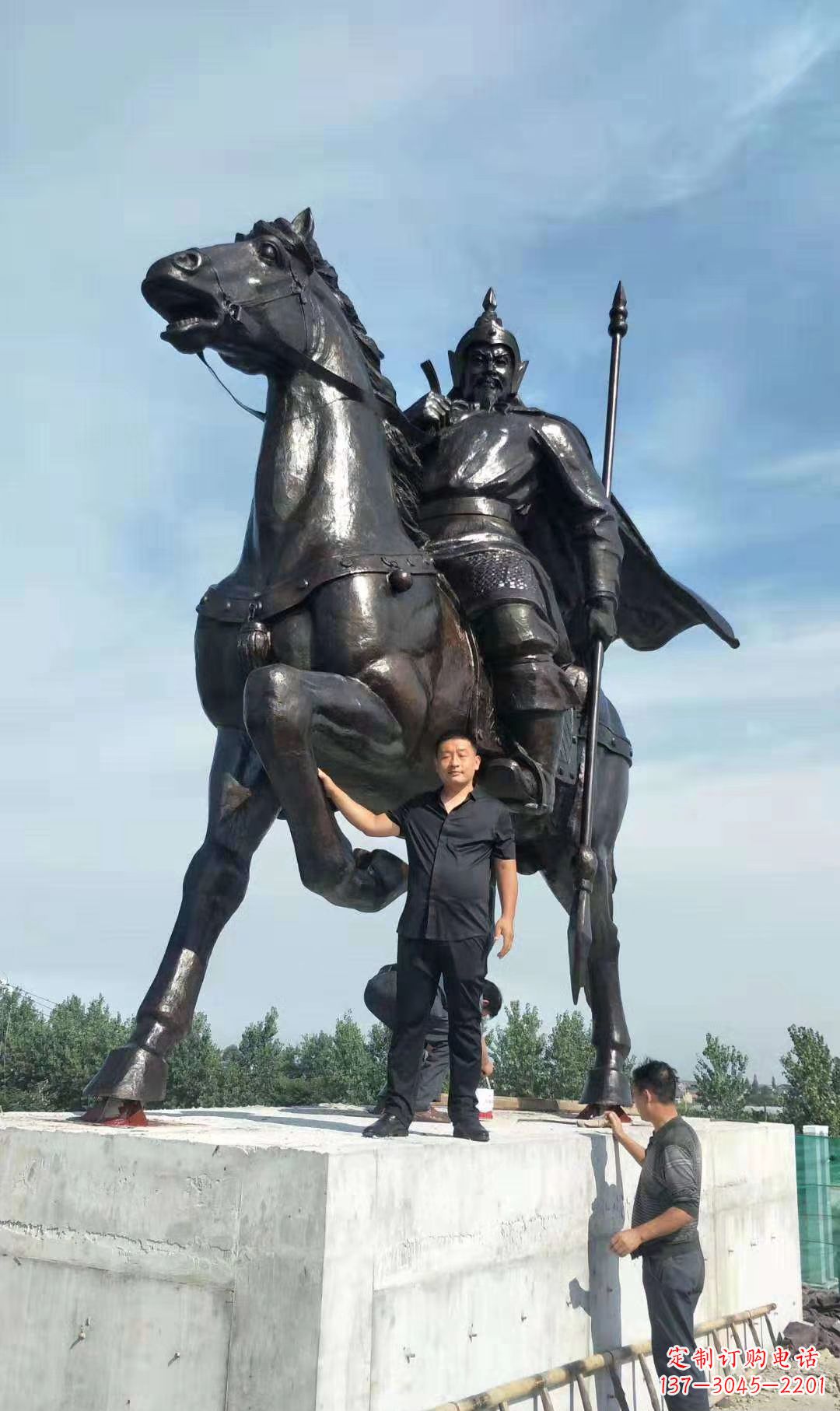 泉州古代骑马将军铜雕 广场人物雕塑