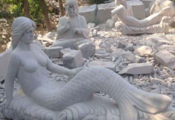 泉州艺术精美美人鱼石雕