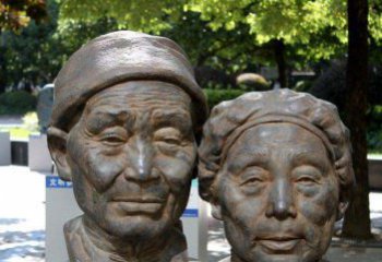 泉州老年夫妻头像铜雕