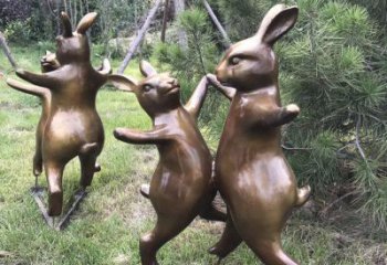 泉州铜雕奔跑兔子动物雕塑