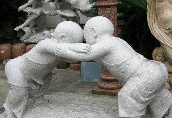 泉州可爱小孩摔跤石雕