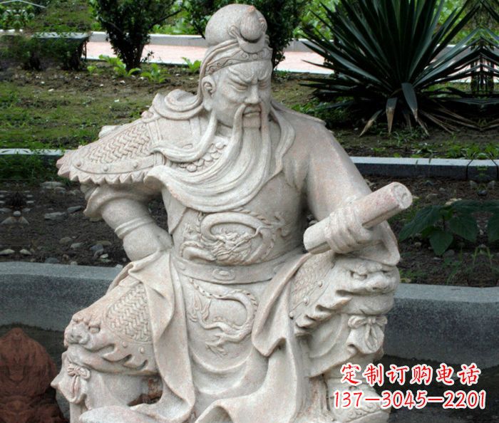 泉州中领雕塑:经典古典关公石雕
