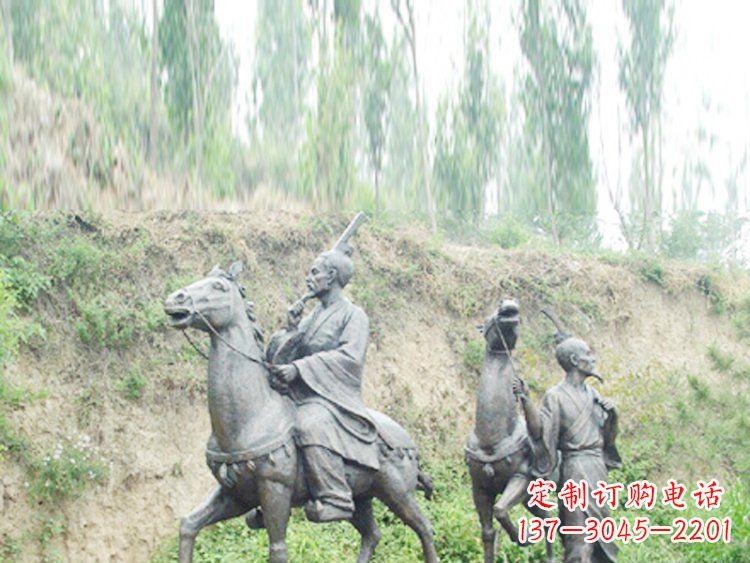 泉州古代人物骑马铜雕