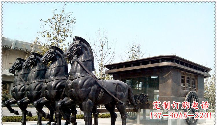 泉州传统古典马车铜雕塑