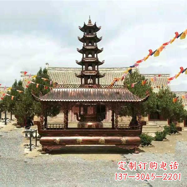 泉州全新古典铜香炉雕龙塑型双耳方形器皿