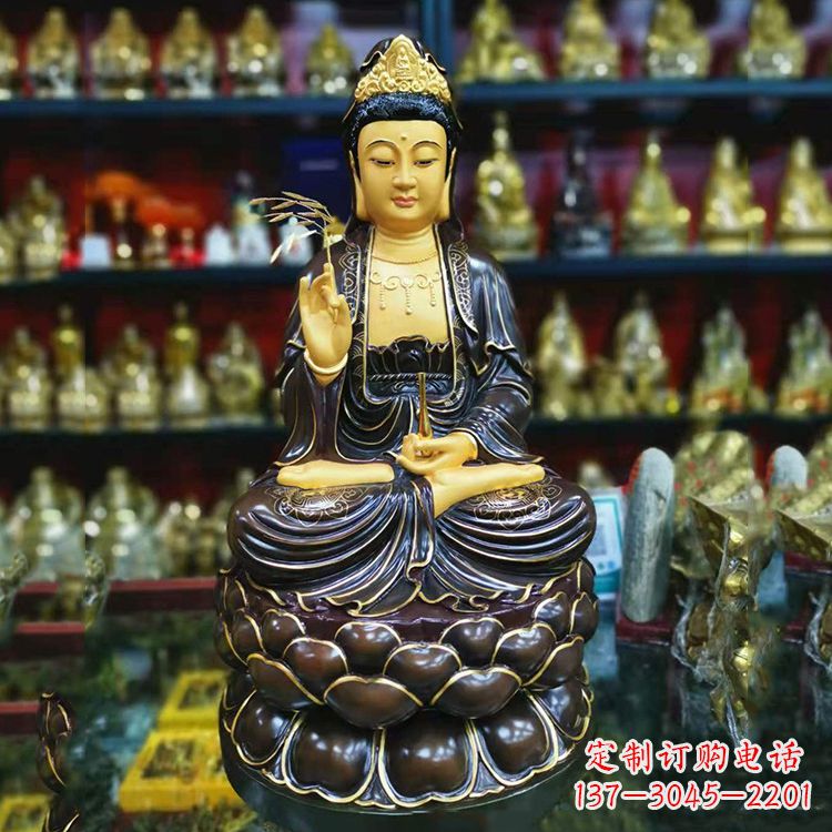 泉州古铜手工雕刻观音佛像