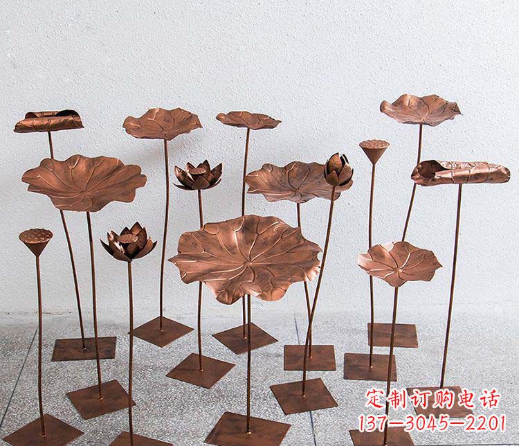 泉州精美古铜色荷花不锈钢雕塑