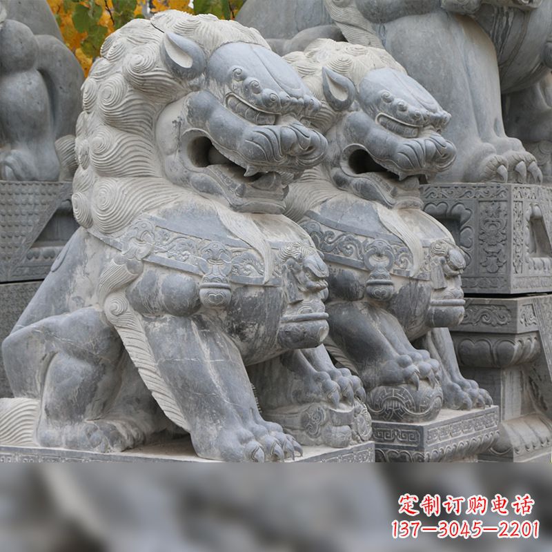 泉州中领雕塑:仿故宫青石狮子雕塑