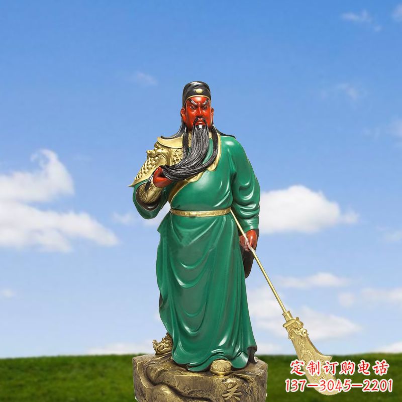 泉州精美彩绘关公雕塑