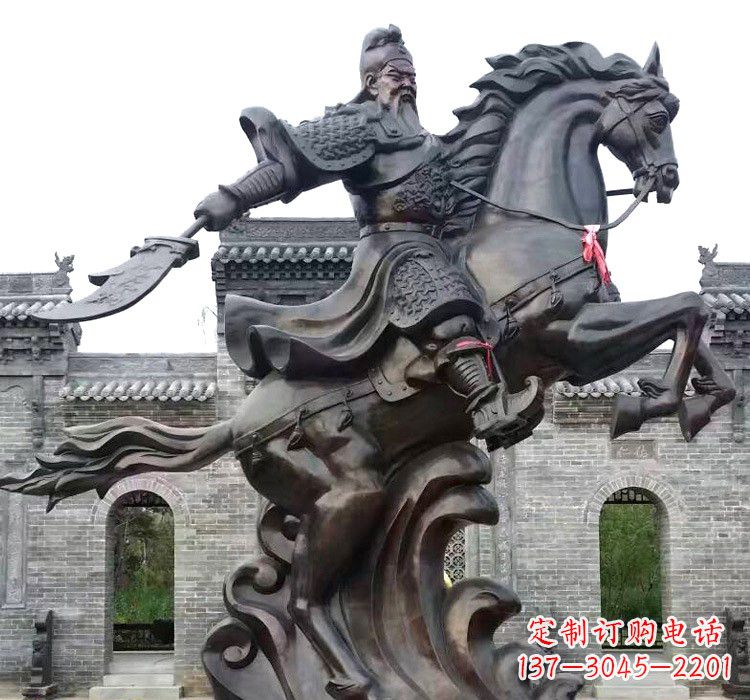 泉州精致细腻的关公骑马雕塑