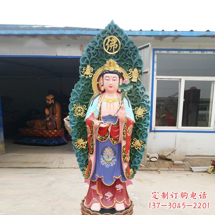 泉州艺术精致观音玻璃钢彩绘雕塑