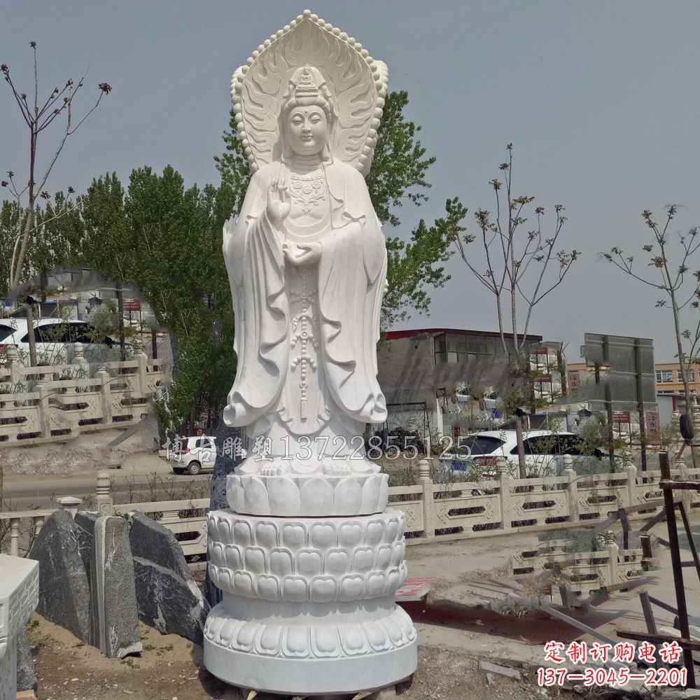 泉州观音菩萨汉白玉石精美雕塑