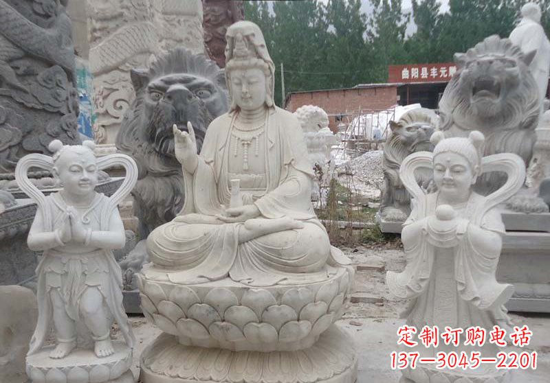 泉州观音菩萨善财童子和龙女雕塑