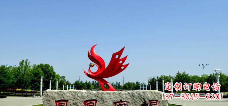泉州广场不锈钢抽象凤凰雕塑 (3)